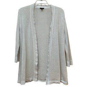 Talbots 100% Cotton Ivory loose knit open cardigan size M